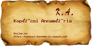 Kopácsi Annamária névjegykártya