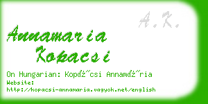 annamaria kopacsi business card